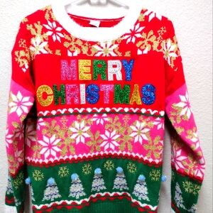 Holiday Time Soft Merry Christmas Sweater Women's Size M‎ 8/10